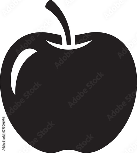 Simple Black Apple Icon: Healthy Food, Fruit, and Nutrition

Minimalist Apple Silhouette: Organic Produce Vector Graphic

Food and Health Icon: Simple Fruit Design for Apps