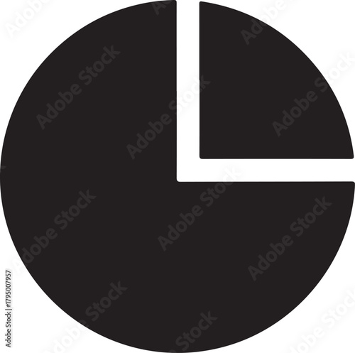 Three-Quarter Pie Chart Icon: Data Analysis and Statistics

75 Percent Complete: Simple Vector Graphic of Progress

Quarter Section Removed Pie Chart for Business and Finance