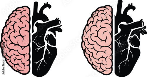 Brain and Heart: The Connection Between Emotion and Logic

Mind-Body Connection: Health and Wellness Symbolism

Human Brain and Heart Diagram: Cognitive vs. Emotional Health