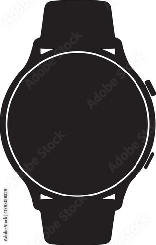 Smartwatch Silhouette Icon: Wearable Technology and Fitness Tracker

Black Vector Graphic of a Modern Digital Watch

Round Smart Watch Icon: Health Monitoring and Timekeeping