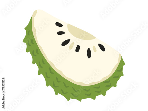 Sliced Soursop Tropical Fruit Illustration
