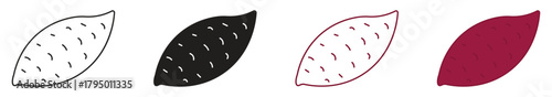 Sweet potato icon symbol collection on white background. Vector illustration.