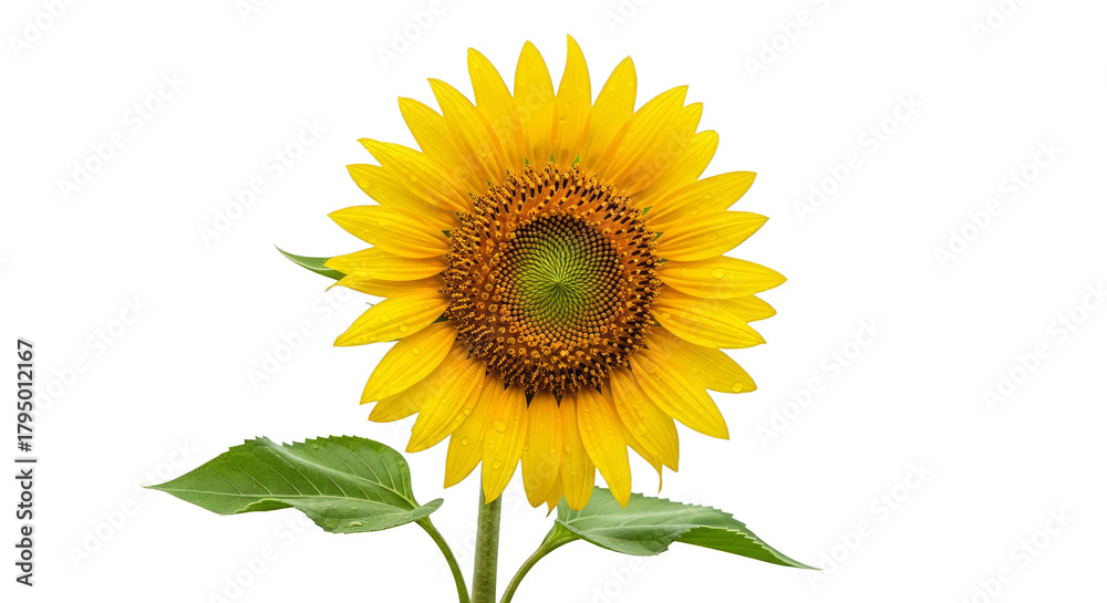 Fototapeta premium Vibrant sunflower with bright yellow petals on black