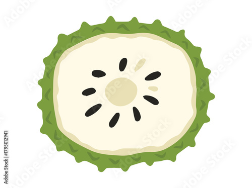 Sliced Soursop Tropical Fruit Illustration
