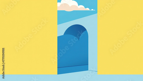 BlueArchwayBetweenYellowWalls