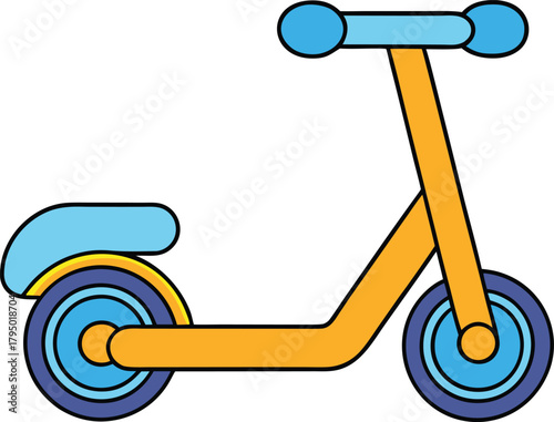 Vector kawaii of a kick scooter on a white background.