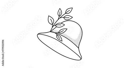 Elegant cloche hat adorned with delicate botanical elements, ideal for fashion and design projects.