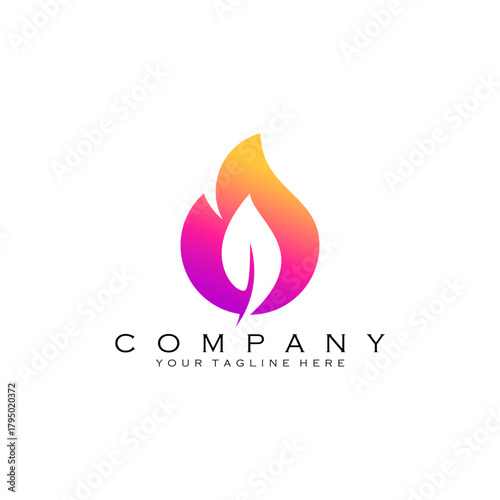 leaf fire logo design vector