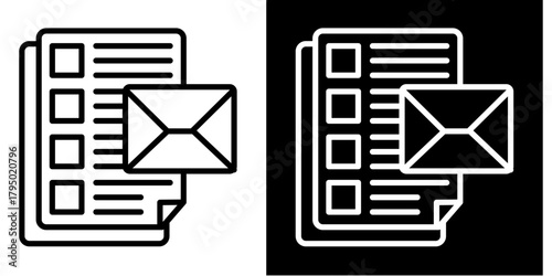 Mailing Icon Set White Style Collection