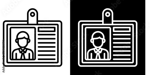 Id Card Icon Set White Style Collection