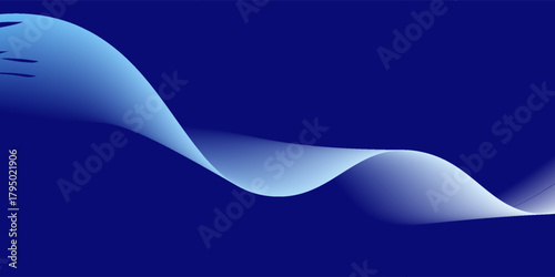 Curve shape flow vector abstract background in dark blue gradient, dynamic and speed concept, futuristic technology or motion art.