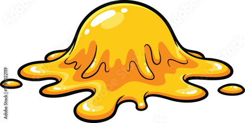 Yellow Slime Blob Splattered On White Background Pixel Art