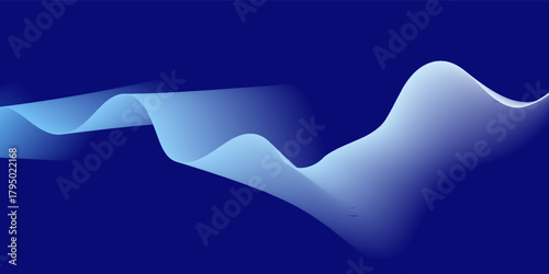 Curve shape flow vector abstract background in dark blue gradient, dynamic and speed concept, futuristic technology or motion art.