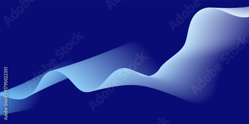 Curve shape flow vector abstract background in dark blue gradient, dynamic and speed concept, futuristic technology or motion art.