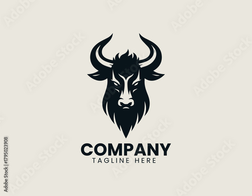 Demon bull stands fiercely showing powerful identity within bold black vector logo design