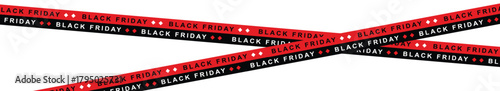 Bold Black Friday sale design with a long red and black banner strip and a clean modern promotional look