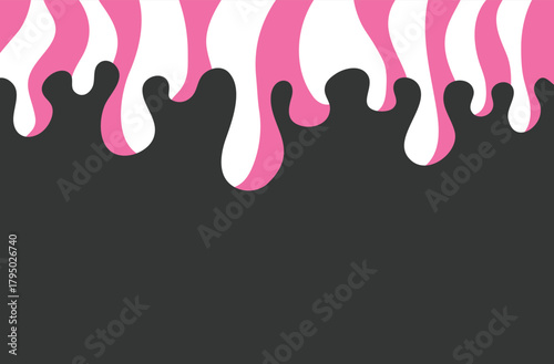 Pink and white sweet melt background. Dropping liquid candy border. Lollipop texture template design.