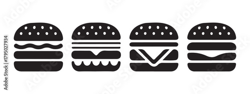 Stacked Ingredients Burger Icon Vector