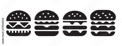 Stacked Ingredients Burger Icon Vector