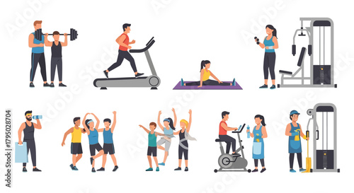 Two Men Lifting Barbell in Gym, Training with Weight, Fitness Exercise.