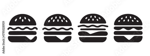 Stacked Ingredients Burger Icon Vector
