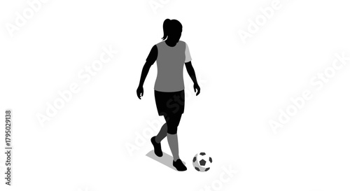 Female soccer player in action silhouette