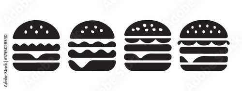  Gourmet Burger Outline Icon Vector Illustration Eps 10