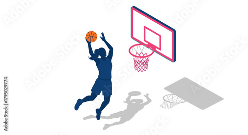 Dynamic isometric basketball dunk by female player