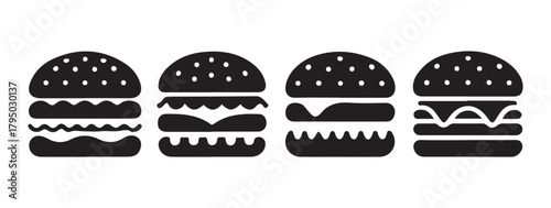  Gourmet Burger Outline Icon Vector Illustration Eps 10
