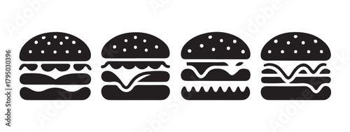 Double Layered Burger Silhouette Vector