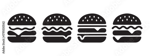 Double Layered Burger Silhouette Vector