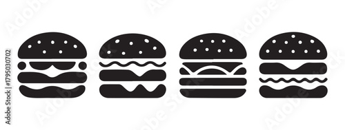 Double Layered Burger Silhouette Vector