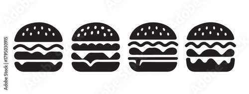 Classic Single Patty Burger Icon Vector Eps 10