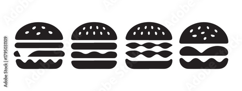 Classic Single Patty Burger Icon Vector Eps 10