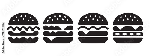 Classic Single Patty Burger Icon Vector Eps 10