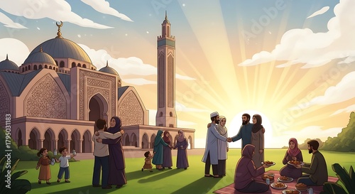 Eid al-Adha Celebration at Mosque with Family and Friends.