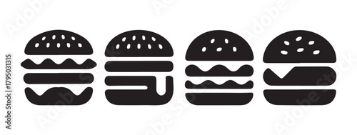 Classic Single Patty Burger Icon Vector Eps 10