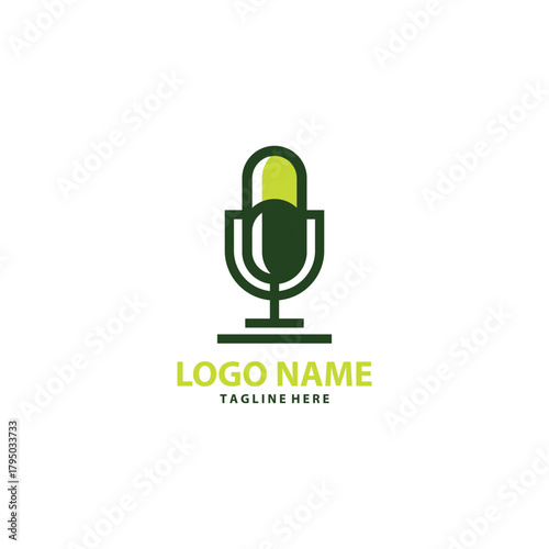pill podcast logo design vector