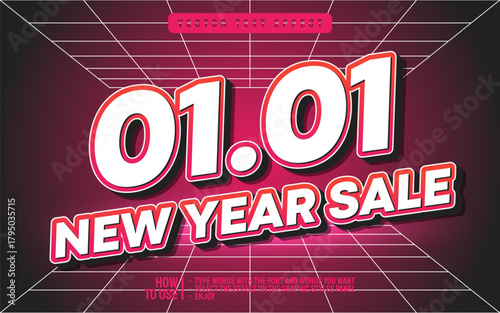New Year Sale Announcement with 0101 Date and Festive Design.