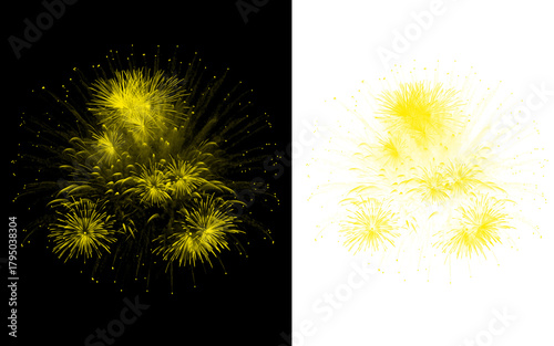 fireworks yellow contrast background png – yellow fireworks on black and white background split image