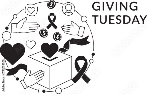 Giving Tuesday Donation Charity Fundraising Icons