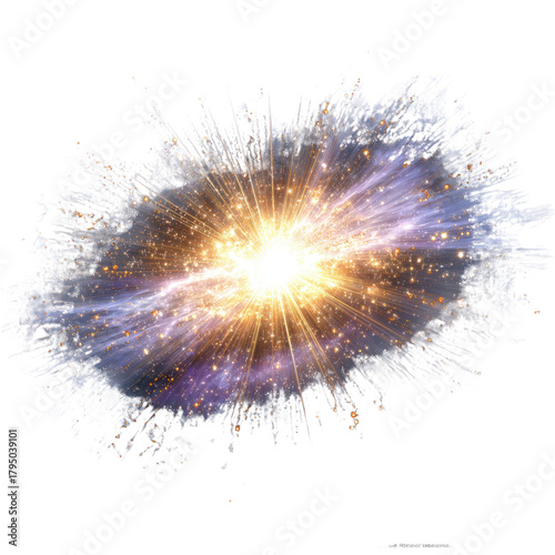 Big Bang Cosmic Genesis: A mesmerizing illustration captures the genesis of cosmos, depicting the energetic birth of the universe through a vibrant, radiant explosion.
