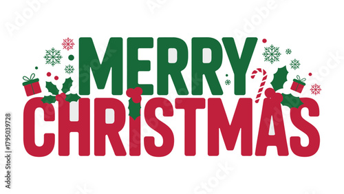 Festive Christmas Greeting: A vibrant, eye-catching greeting embodies the warmth and cheer of the holiday season, with elements of holly, candy cane, and snowflakes adding a touch of festive flair.