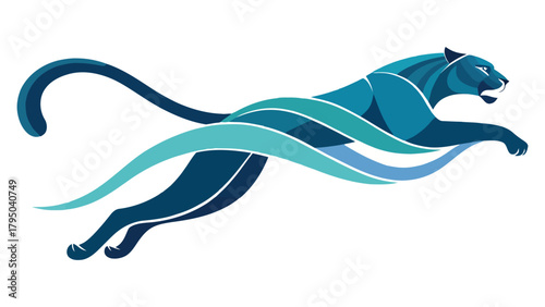 Sleek logo of Panther Silhouette Formed with Dual Tone Flame Shapes Vector Art