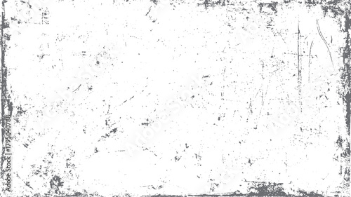 White textured background with scattered grey dust specks and scratches creating a distressed grunge effect