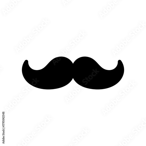Black Mustache Icon: Simple Graphic Logo For Facial Hair, Vintage Style Illustration