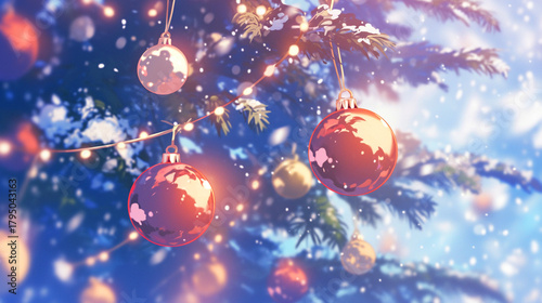 キラキラしたクリスマスツリーの背景
