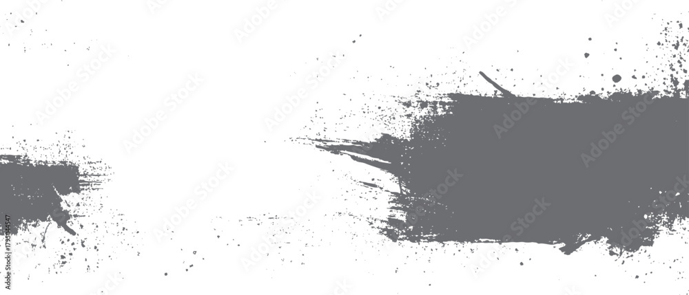 Obraz premium Grey paint splatters and brush strokes on a white background abstract texture black brushstroke