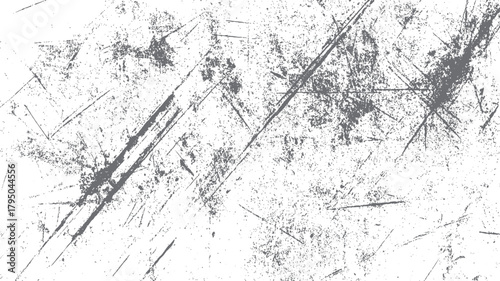 Gray distressed grunge texture with scratches and speckles on white background vector