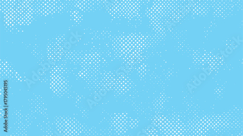 Light blue background with scattered white polka dots and halftone patterns vector